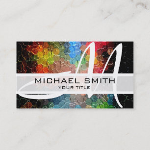 Abstract Kleurrijk Modern Monogram #15 Visitekaartje