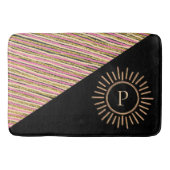 Abstract kleurrijk modern monogram Gold Black Badmat (Voorkant)