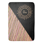 Abstract kleurrijk modern monogram Gold Black Badmat (Voorkant Verticaal)