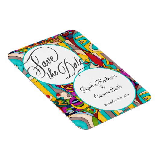 Abstract kleurrijk modern Save the Date Magneet (Rechterzijde)