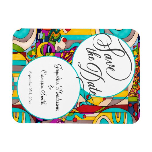 Abstract kleurrijk modern Save the Date Magneet (Horizontaal)