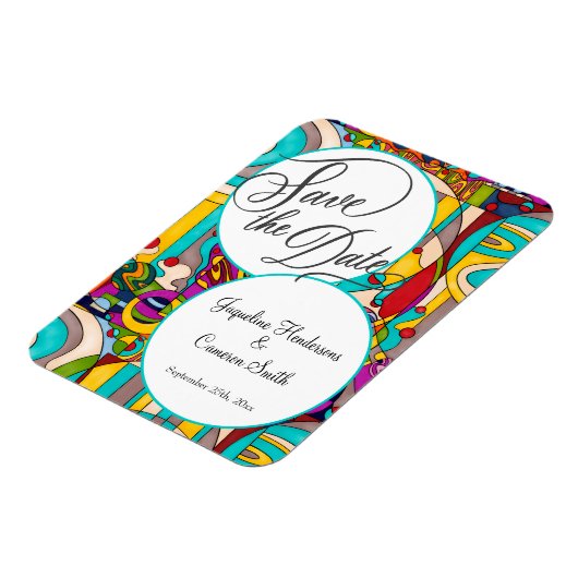 Abstract kleurrijk modern Save the Date Magneet (Linkerzijde)