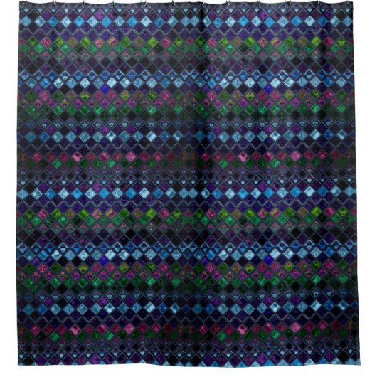 Abstract kleurrijk mozaïekGlas in lood #11 Douchegordijn (Voorkant)