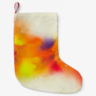 Abstract kleurrijk oliesschilderij op canvastextuu kleine kerstsok