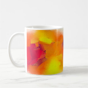 Abstract kleurrijk oliesschilderij op canvastextuu koffiemok
