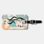 Abstract kleurrijk ontwerp met vrouwengezicht bagagelabel (Voorkant horizontaal)