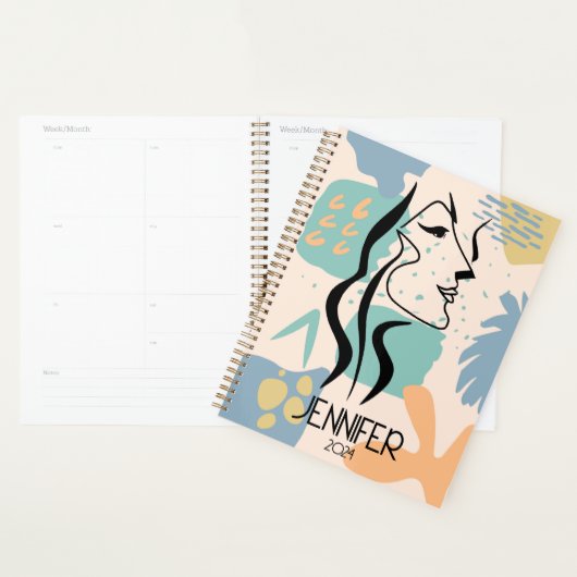 Abstract kleurrijk ontwerp met vrouwengezicht planner (Display)