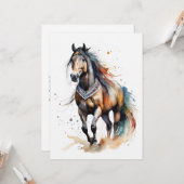 Abstract kleurrijk paard kaart (Voorkant / Achterkant in situ)