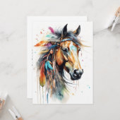 Abstract kleurrijk paard kaart (Voorkant / Achterkant in situ)
