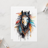 Abstract kleurrijk paard kaart (Voorkant / Achterkant in situ)