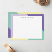 Abstract Kleurrijk Paarse Groen Geel Patroon Notitiekaartje (Voorkant / Achterkant in situ)