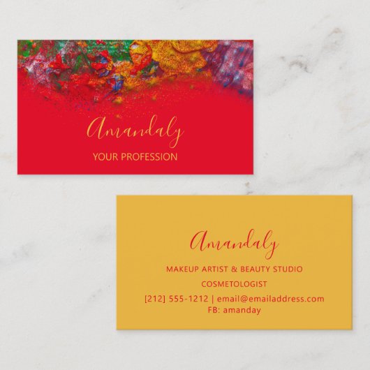 Abstract kleurrijk palet Makeup Red Rainbow Visitekaartje (Voorkant / Achterkant)