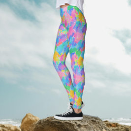 Abstract Kleurrijk Pastel Waterverf Streeppatroon Leggings