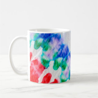 Abstract kleurrijk patroon van de kleurstof op een koffiemok