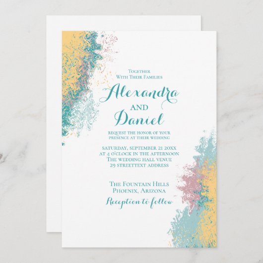 Abstract kleurrijk patroon. Weddensuitnodiging Kaart (Voorkant / Achterkant)