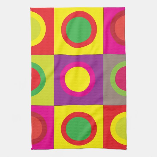 Abstract kleurrijk rond vierkant naadloos patroon theedoek (Verticaal)