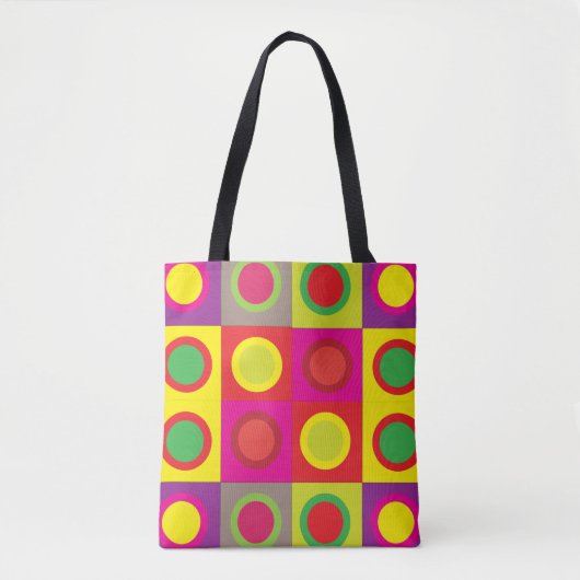 Abstract kleurrijk rond vierkant naadloos patroon tote bag (Voorkant)