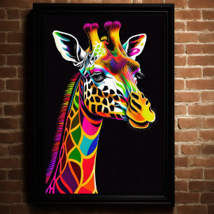 Abstract Kleurrijk Schilderen van een Giraffe 2:3 Poster