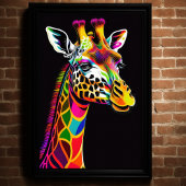 Abstract Kleurrijk Schilderen van een Giraffe 2:3  Poster