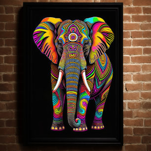 Abstract Kleurrijk Schilderen van een Olifant 2:3  Poster