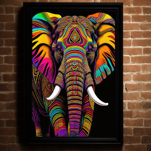 Abstract Kleurrijk Schilderen van een Olifant 2:3 Poster