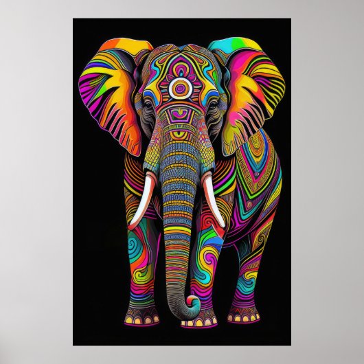 Abstract Kleurrijk Schilderen van een Olifant 2:3  Poster (Voorkant)