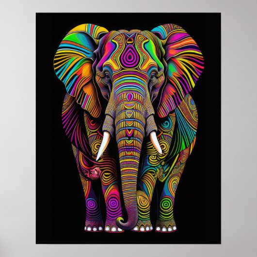 Abstract Kleurrijk Schilderen van een Olifant 5:4 Poster (Voorkant)