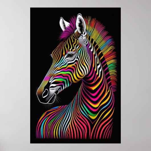 Abstract Kleurrijk Schilderen van een Zebra 2:3 Poster (Voorkant)