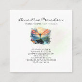 *~* Abstract Kleurrijk schilderij Lotus Dragonfly Vierkante Visitekaartje (Achterkant)