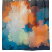 Abstract, kleurrijk, schilderij, terracotta, blauw douchegordijn (Voorkant)