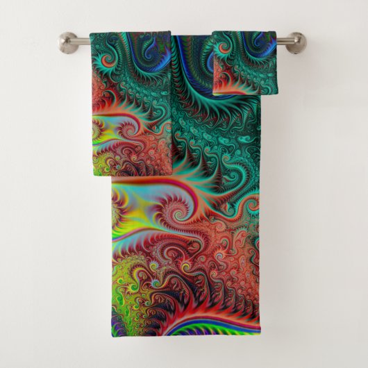 Abstract kleurrijk spiraal bad handdoek (Insitu)