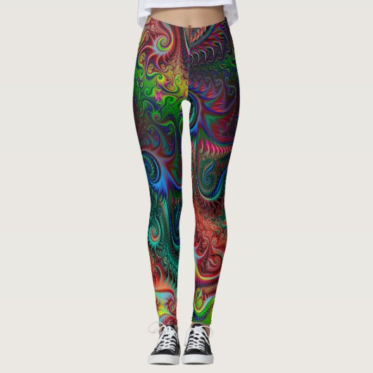 Abstract kleurrijk spiraal leggings (Voorkant)
