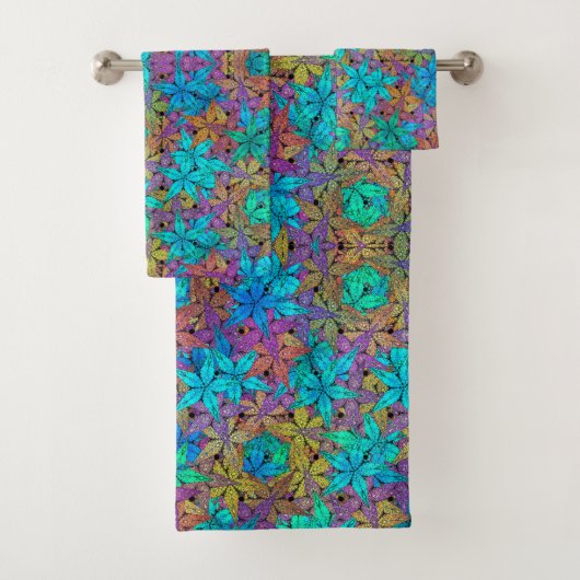Abstract kleurrijk sterpatroon bad handdoek (Insitu)