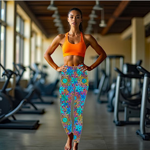 Abstract kleurrijk sterpatroon leggings