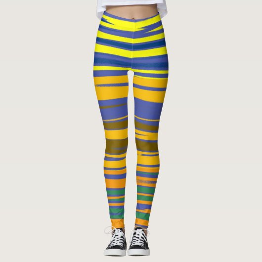 Abstract Kleurrijk Strepenpatroon Leggings (Voorkant)