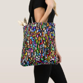 Abstract kleurrijk tegelpatroon tote bag (Dichtbij)