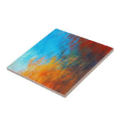 Abstract kleurrijk turkooisblauw, oranje en rood tegeltje (Zijkant)