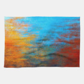 Abstract kleurrijk turkooisblauw, oranje en rood theedoek (Horizontaal)