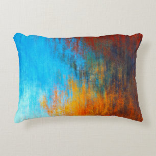 Abstract kleurrijk turquoise blauw, oranje en rood accent kussen