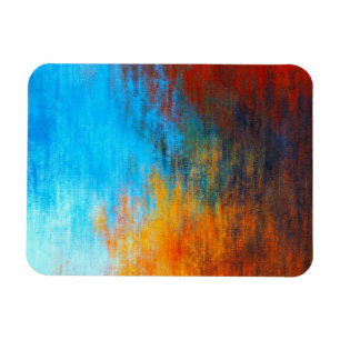 Abstract kleurrijk turquoise blauw, oranje en rood magneet