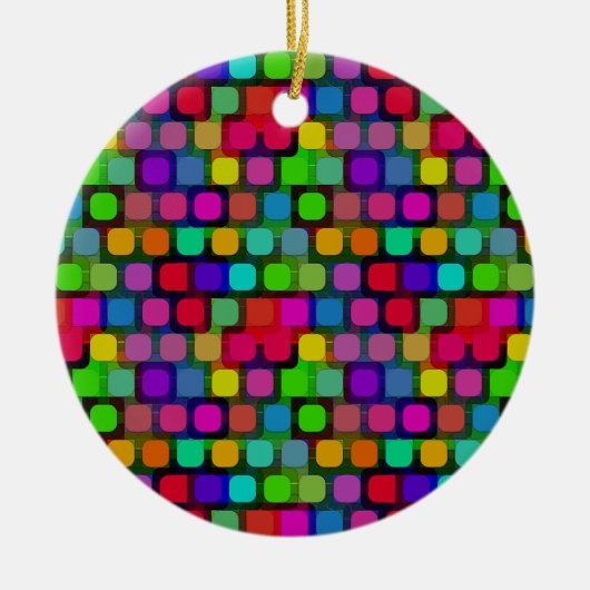 Abstract kleurrijk vierkant patroon keramisch ornament (Voorkant)