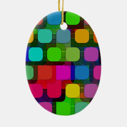 Abstract kleurrijk vierkant patroon keramisch ornament (Achterkant)