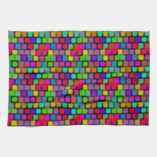 Abstract kleurrijk vierkant patroon theedoek (Horizontaal)
