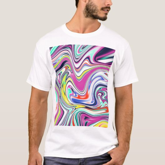 Abstract kleurrijk vloeibaar schilderij shirt (Voorkant)
