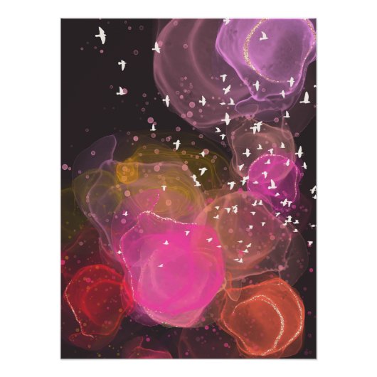 Abstract kleurrijk vogelpatroon poster (Voorkant)