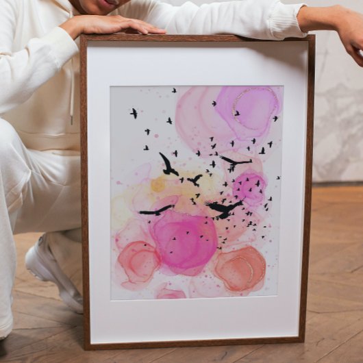 Abstract kleurrijk vogelpatroon poster