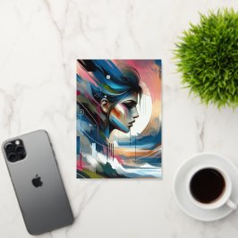 Abstract kleurrijk vrouwengezicht folie wenskaart