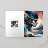 Abstract kleurrijk vrouwengezicht folie wenskaart (Buiten Laag)