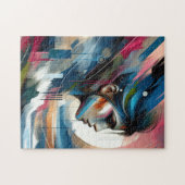 Abstract kleurrijk vrouwengezicht legpuzzel (Horizontaal)