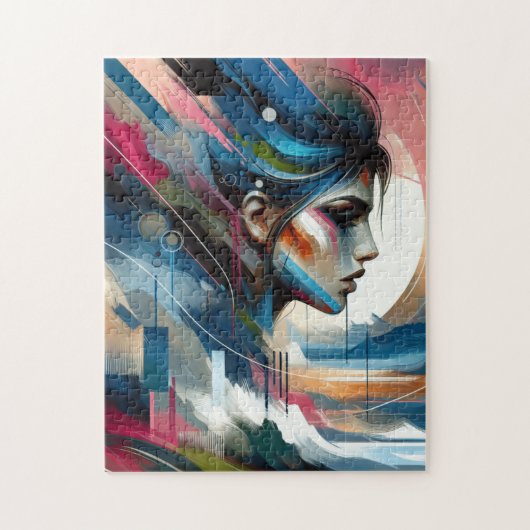 Abstract kleurrijk vrouwengezicht legpuzzel (Verticaal)